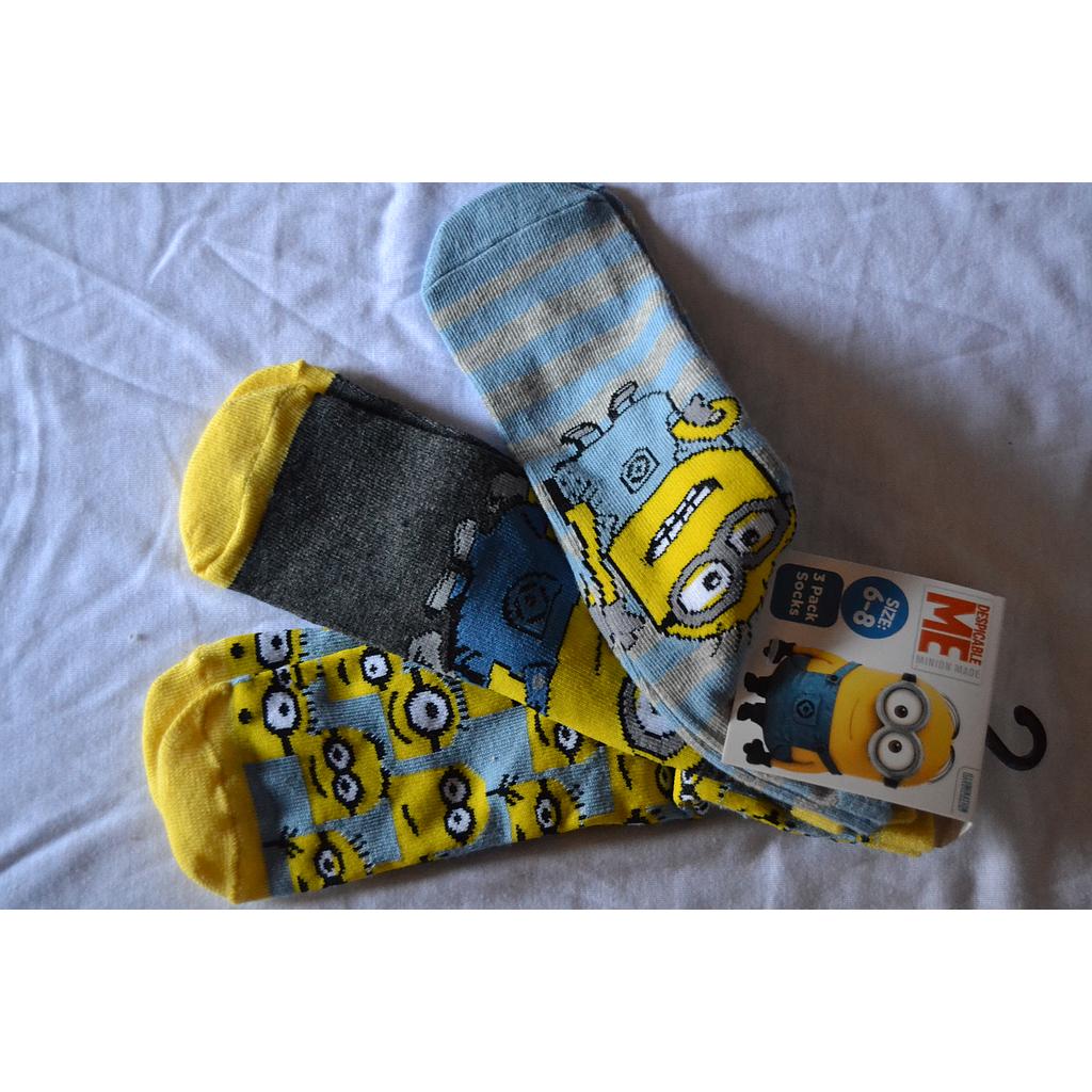 3 Pairs Socks - Minion (age 6 to 8 years)