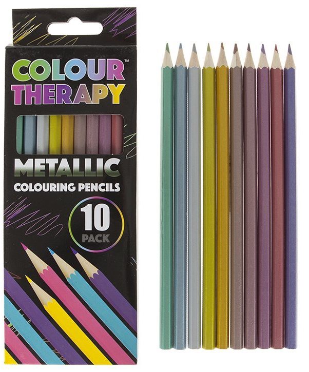 Colour Therapy Metalic Pencil Crayons 10 piece